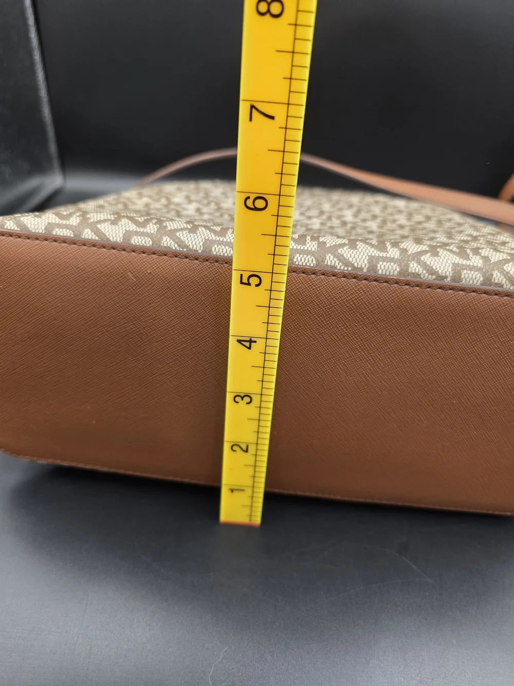 Dkny Beige and Tan Logo Satchel